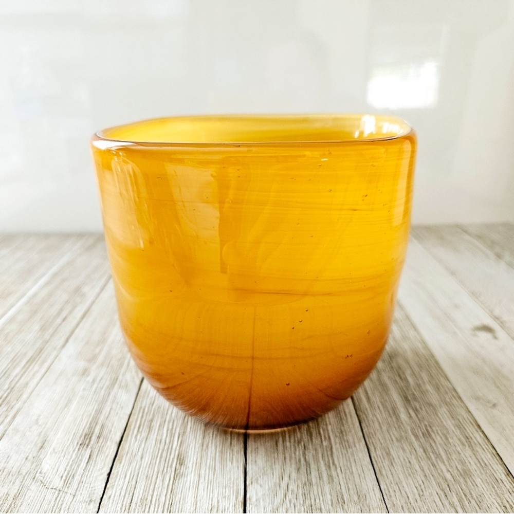 Vintage Golden Brown Hand Blown Glass Bowl Decorative Dish Planter - Picture 3 of 14